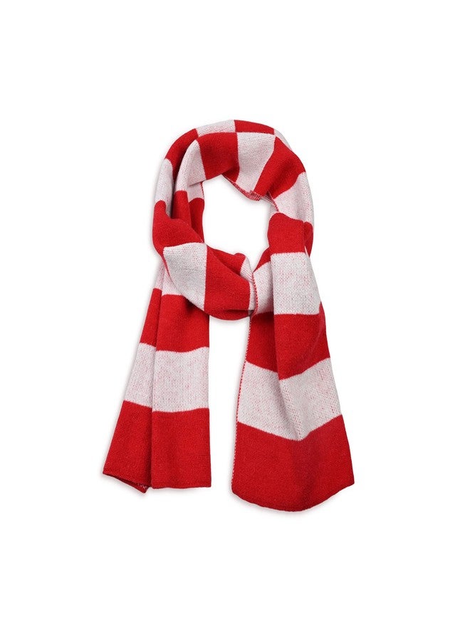 Jifoocol Christmas Red Scarf for Adults, Winter Knit Scarf Classic Red White Striped Scarves Soft Shawl for Birthday Christmas Gifts (Red & White) - Image 1